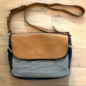 Fossil crossbody canvas and leather satchel